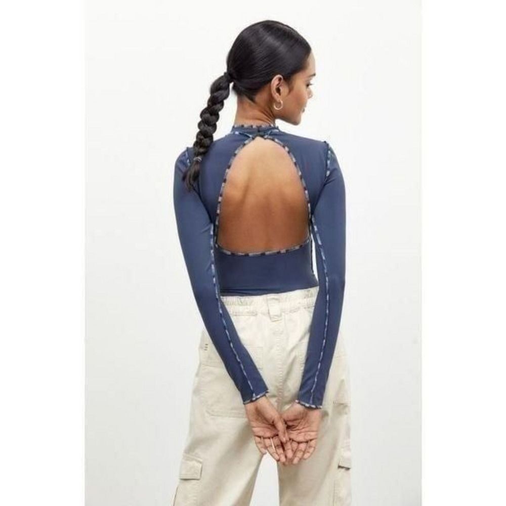 Urban Outfitters Out From Under Navy Exposed Long Sleeve Bodysuit Size S Sample